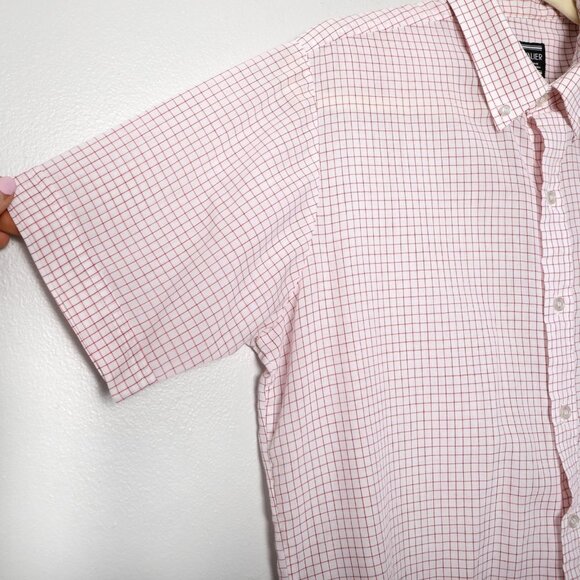 Vintage Leo Chevalier Button Down Short Sleeve Shirt Check Red White Preppy Golf - Picture 6 of 9
